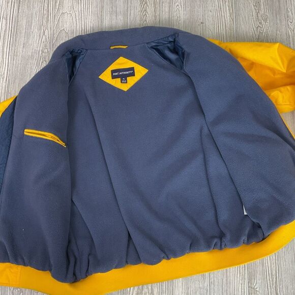 Port Authority NAPA Central MN Men’s XL Yellow Bomber Jacket Zip Close Navy Flee - Picture 5 of 7